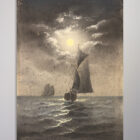 Moonlight Long Island Sound Original Pastel 9 x 13