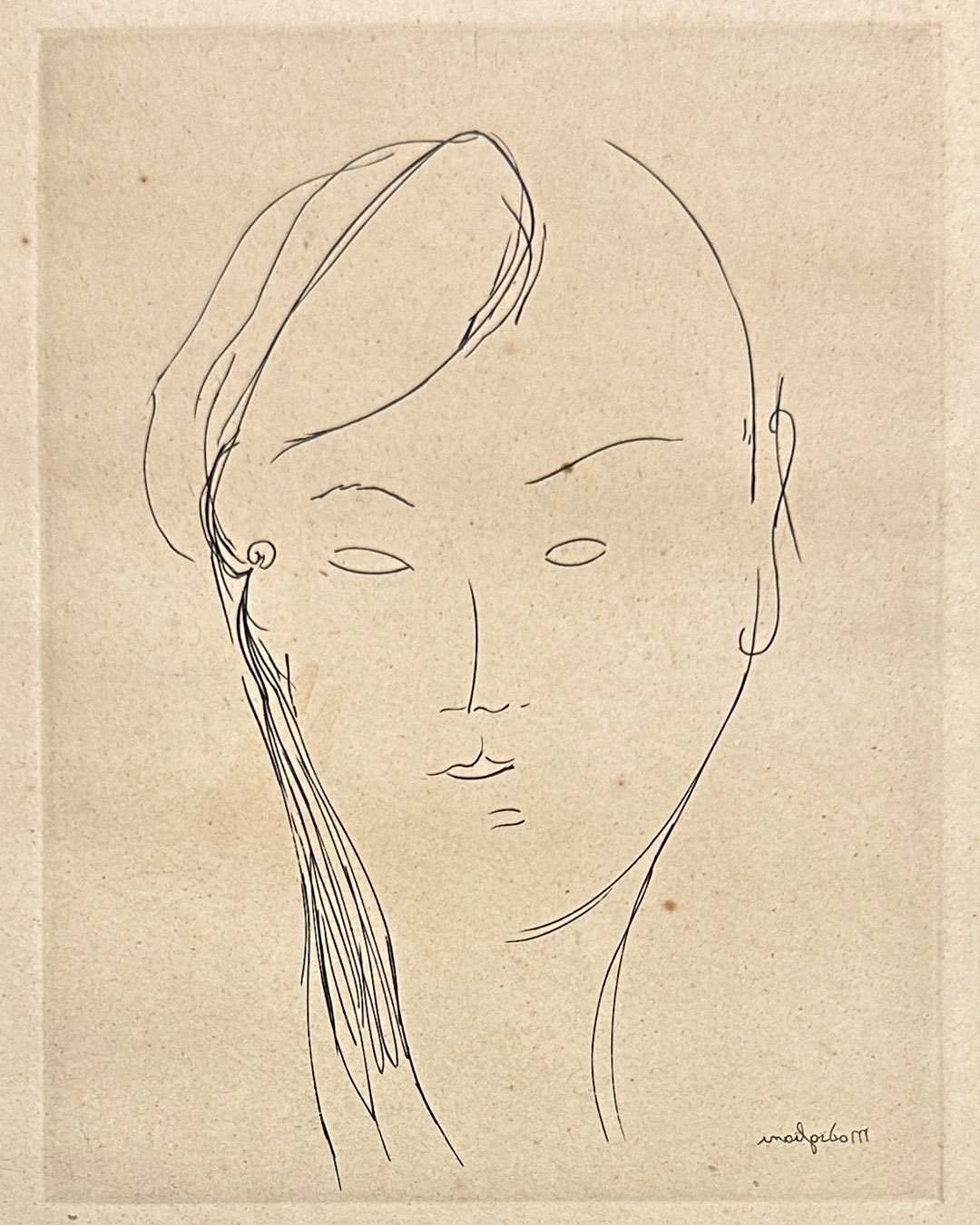 Vintage Original Modigliani Etching Tete de Femme