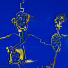 Lassiter 1971 Outsider Painting on Lucite 37 x 10