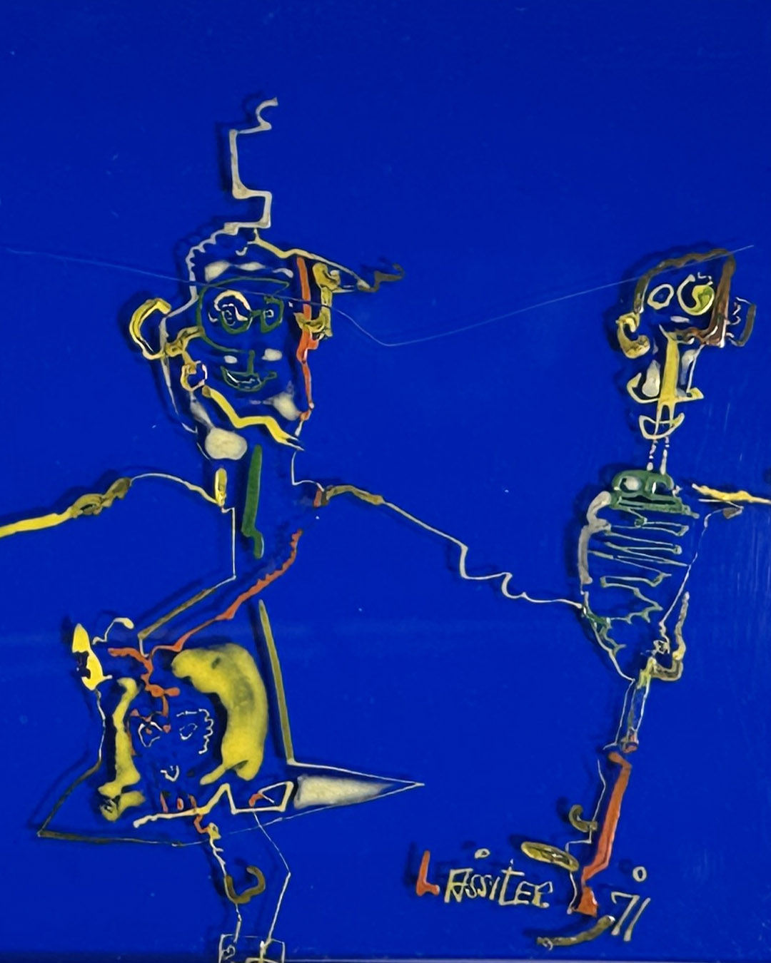 Lassiter 1971 Outsider Painting on Lucite 37 x 10