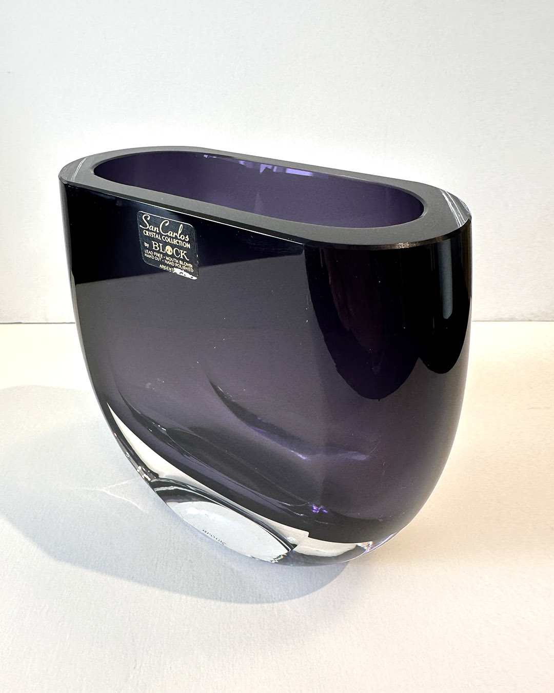 25-181 Block Purple Crystal Sommerso Vase Block Purple Crystal Sommerso Vase