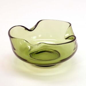 Olive Green Handkerchief Glass Dish