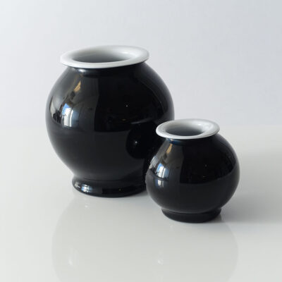 Carlo Moretti Black Cased Glass Orb Vases (pair)