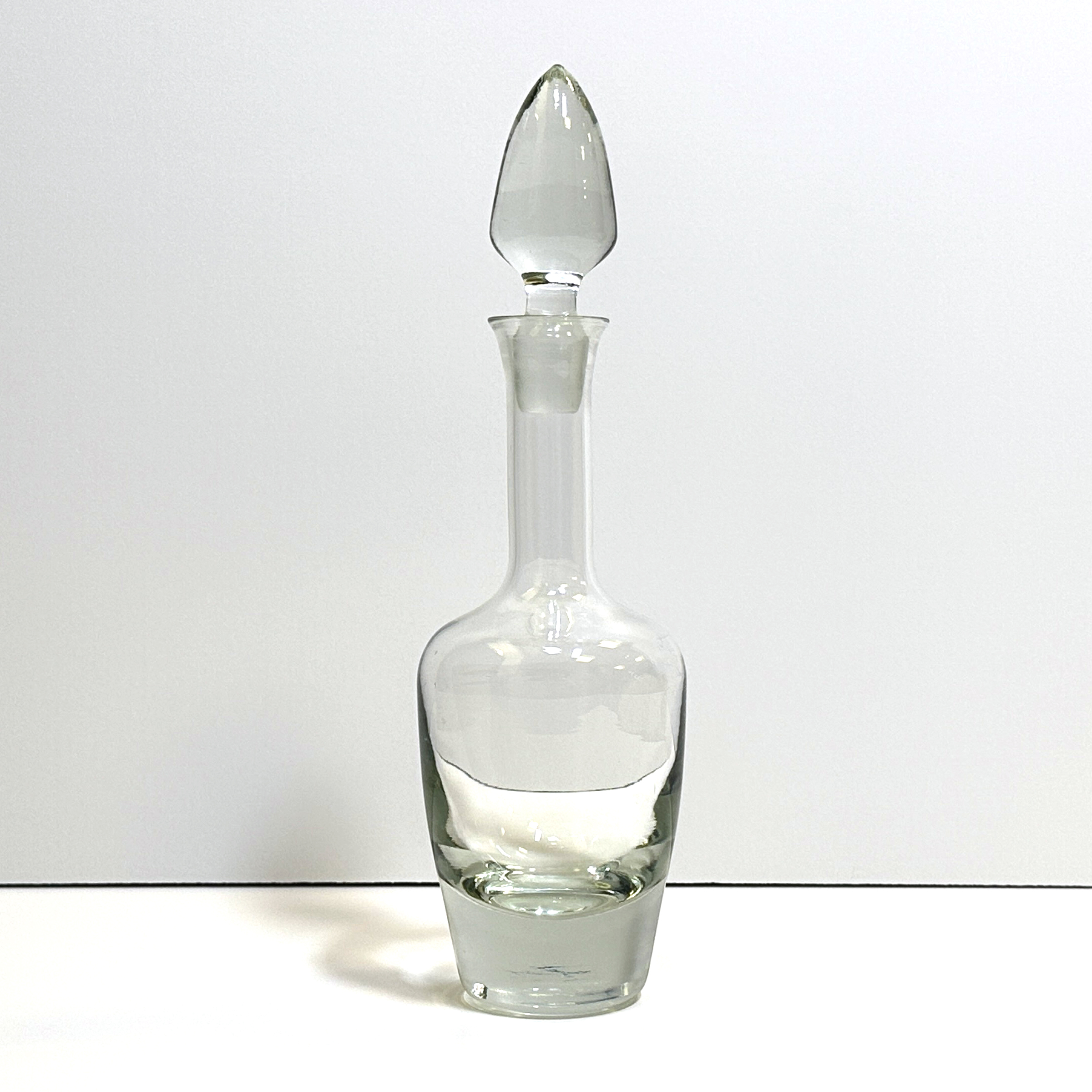 Mid-Century Clear Crystal Flame Stopper Decanter-white