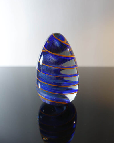 telsey-366-blue-orange-spiral-swirl-art-glass-egg-paperweight